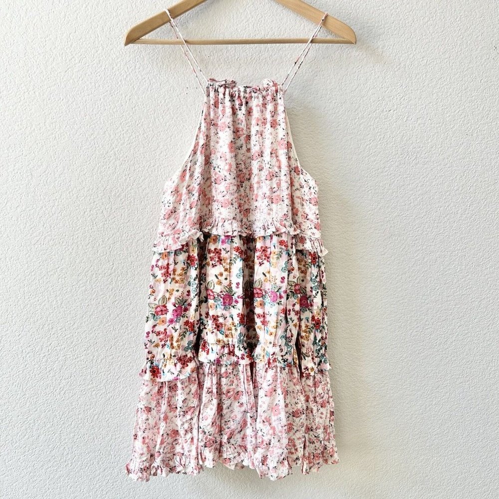 $177 Kos Resort Multi Floral Tiered Halter dress Size Small - Picture 7 of 12